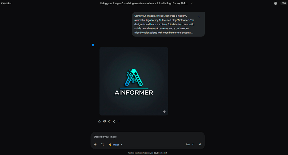 Генерация логотипа Ainformer в Gemini Advanced